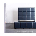 Tempat Tidur Berlapis PU Biru Grosir Set Kamar Tidur